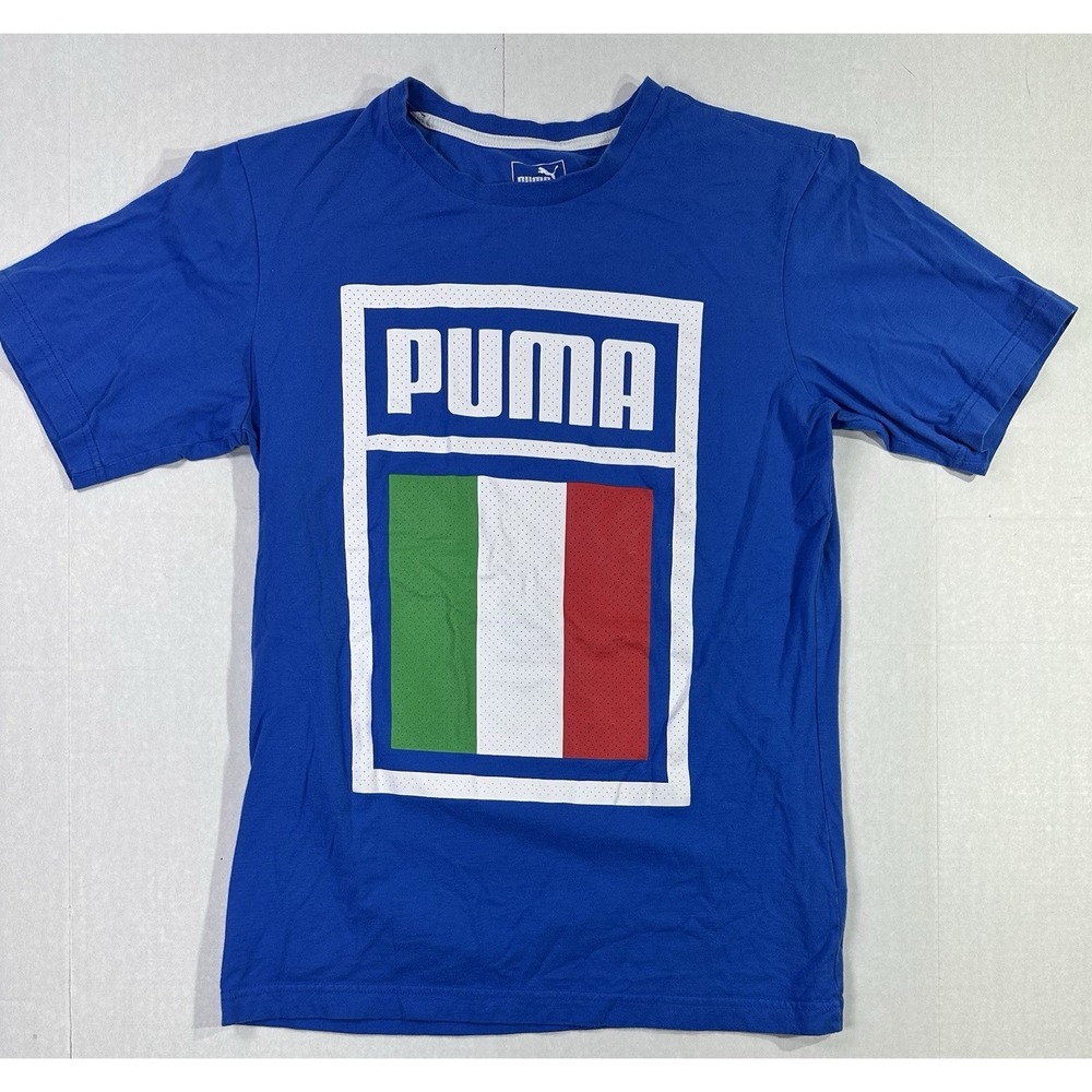 Puma Italy Flag T-Shirt Blue Men's Small Soccer Graphic Tee